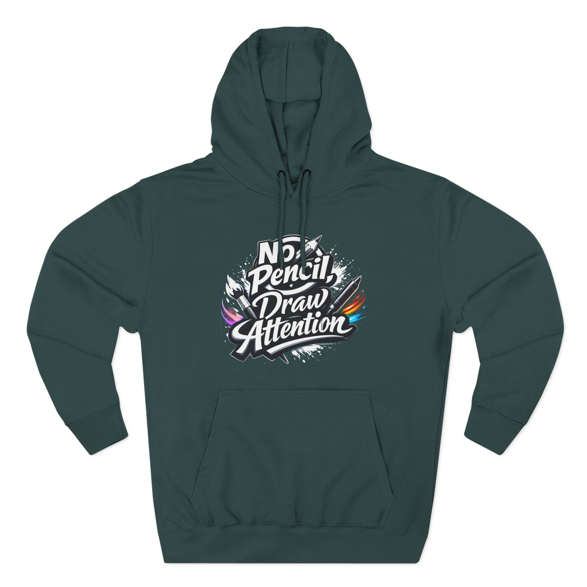 Artist Hoodie — “No Pencil, Draw Attention” Graphic Pullover