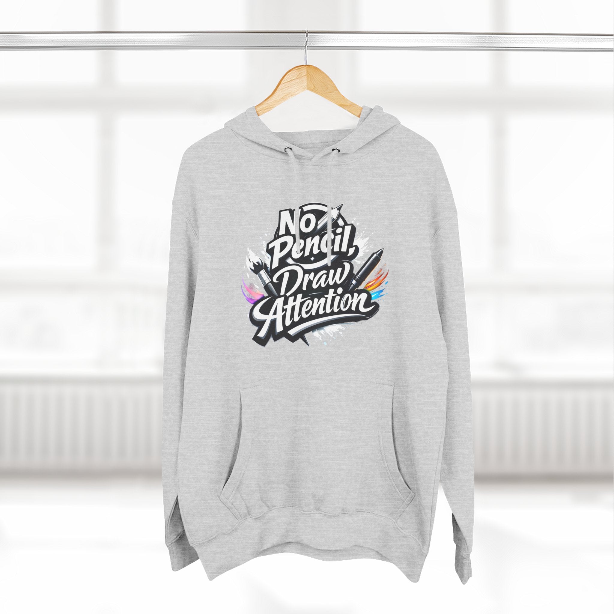 Artist Hoodie — “No Pencil, Draw Attention” Graphic Pullover